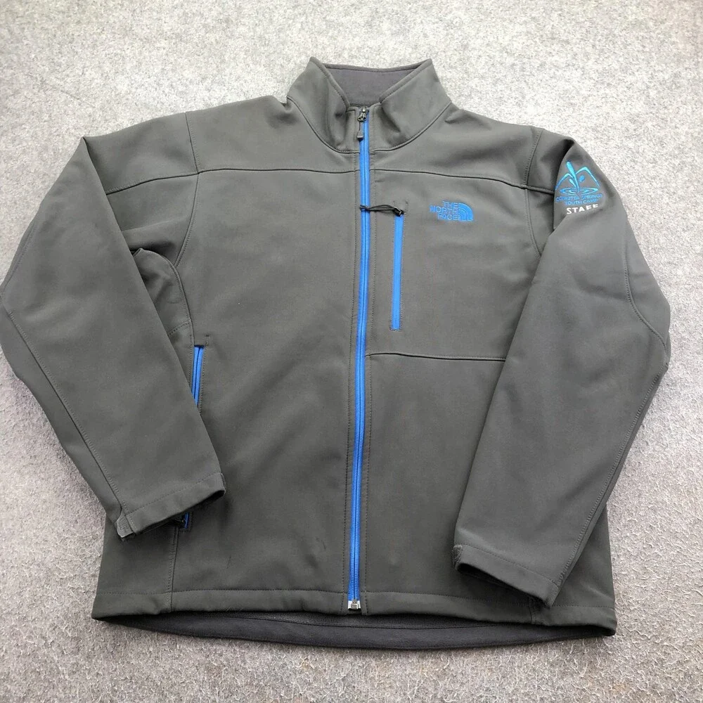 The North Face Jacket Mens Medium Gray Softshell Fleece Full Zip Hiking Outdoor